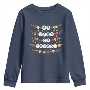 Christmas 67 Days of School Youth Sweatshirt Bracelets 6 7 Teacher Student Funny Six Seven Meme Slang TS10 Navy Print Your Wear