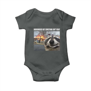 Raccoon Meme Baby Onesie Undiagnosed But Something Aint Right TS10 Dark Heather Print Your Wear