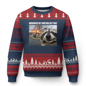 Raccoon Meme Ugly Christmas Sweater Undiagnosed But Something Aint Right TS10 Navy Red Print Your Wear