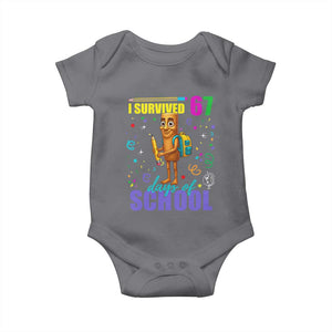 Tung Tung Tung Sahur I Survived 67 Days of School Baby Onesie Funny Six Seven 6 7 Meme Teacher Student TS10 Charcoal Print Your Wear