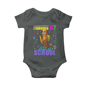 Tung Tung Tung Sahur I Survived 67 Days of School Baby Onesie Funny Six Seven 6 7 Meme Teacher Student TS10 Dark Heather Print Your Wear