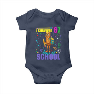 Tung Tung Tung Sahur I Survived 67 Days of School Baby Onesie Funny Six Seven 6 7 Meme Teacher Student TS10 Navy Print Your Wear