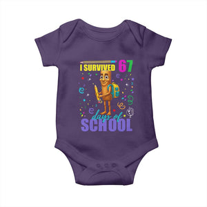 Tung Tung Tung Sahur I Survived 67 Days of School Baby Onesie Funny Six Seven 6 7 Meme Teacher Student TS10 Purple Print Your Wear