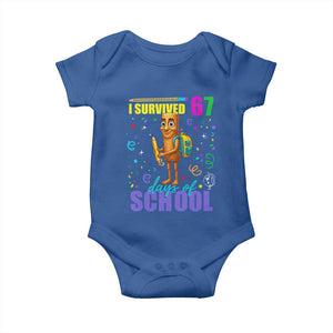 Tung Tung Tung Sahur I Survived 67 Days of School Baby Onesie Funny Six Seven 6 7 Meme Teacher Student TS10 Royal Blue Print Your Wear