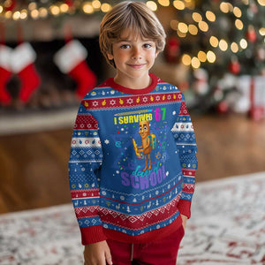 Tung Tung Tung Sahur I Survived 67 Days of School Hanukkah Ugly Sweater Funny Six Seven 6 7 Meme Teacher Student TS10 Blue Red Print Your Wear