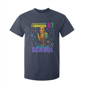 Tung Tung Tung Sahur I Survived 67 Days of School T Shirt For Kid Funny Six Seven 6 7 Meme Teacher Student TS10 Navy Print Your Wear