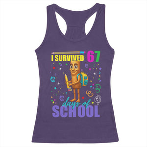 Tung Tung Tung Sahur I Survived 67 Days of School Racerback Tank Top Funny Six Seven 6 7 Meme Teacher Student TS10 Purple Print Your Wear