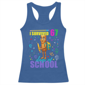 Tung Tung Tung Sahur I Survived 67 Days of School Racerback Tank Top Funny Six Seven 6 7 Meme Teacher Student TS10 Royal Blue Print Your Wear