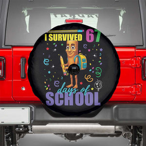Tung Tung Tung Sahur I Survived 67 Days of School Spare Tire Cover Funny Six Seven 6 7 Meme Teacher Student TS10 Black Print Your Wear