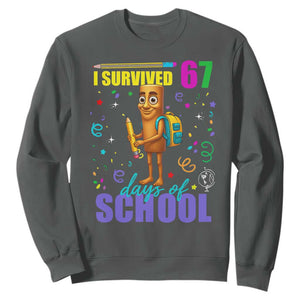 Tung Tung Tung Sahur I Survived 67 Days of School Sweatshirt Funny Six Seven 6 7 Meme Teacher Student TS10 Dark Heather Print Your Wear