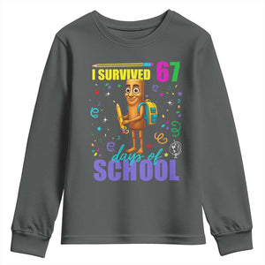 Tung Tung Tung Sahur I Survived 67 Days of School Youth Sweatshirt Funny Six Seven 6 7 Meme Teacher Student TS10 Dark Heather Print Your Wear