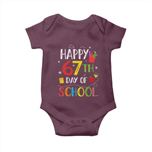 67 Days of School Baby Onesie Happy 67th Day Of School Teachers Student Meme TS10 Maroon Print Your Wear