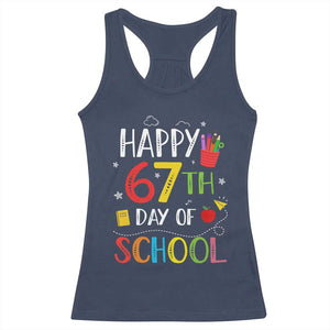 67 Days of School Racerback Tank Top Happy 67th Day Of School Teachers Student Meme TS10 Navy Print Your Wear