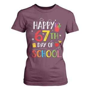 67 Days of School T Shirt For Women Happy 67th Day Of School Teachers Student Meme TS10 Maroon Print Your Wear