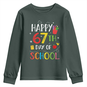 67 Days of School Youth Sweatshirt Happy 67th Day Of School Teachers Student Meme TS10 Dark Forest Green Print Your Wear