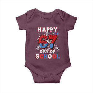 Happy 67th Day Of School Baby Onesie Boys Girls Spider 67 Days TS10 Maroon Print Your Wear