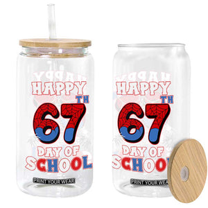 Happy 67th Day Of School Glass Can Boys Girls Spider 67 Days TS10 Print Your Wear