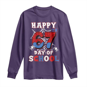 Happy 67th Day Of School Long Sleeve Shirt Boys Girls Spider 67 Days TS10 Purple Print Your Wear