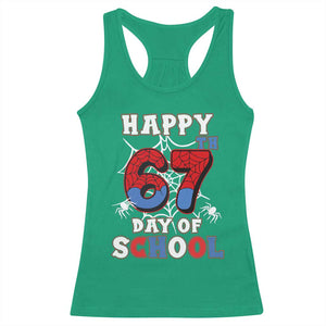Happy 67th Day Of School Racerback Tank Top Boys Girls Spider 67 Days TS10 Irish Green Print Your Wear