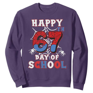 Happy 67th Day Of School Sweatshirt Boys Girls Spider 67 Days TS10 Purple Print Your Wear