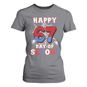 Happy 67th Day Of School T Shirt For Women Boys Girls Spider 67 Days TS10 Charcoal Print Your Wear