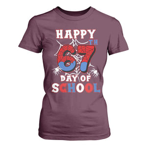Happy 67th Day Of School T Shirt For Women Boys Girls Spider 67 Days TS10 Maroon Print Your Wear