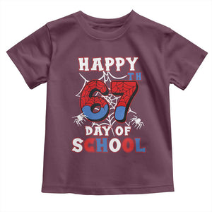 Happy 67th Day Of School Toddler T Shirt Boys Girls Spider 67 Days TS10 Maroon Print Your Wear
