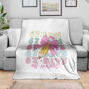 67 Days of School Coquette Bow Throw Blanket Funny Six Seven Meme 67th Day Teacher Student TS10 Print Your Wear