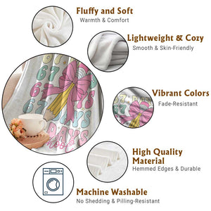 67 Days of School Coquette Bow Throw Blanket Funny Six Seven Meme 67th Day Teacher Student TS10 Print Your Wear