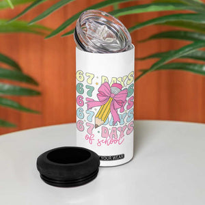 67 Days of School Coquette Bow 4 in 1 Can Cooler Tumbler Funny Six Seven Meme 67th Day Teacher Student TS10 Print Your Wear