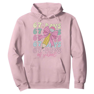 67 Days of School Coquette Bow Hoodie Funny Six Seven Meme 67th Day Teacher Student TS10 Light Pink Print Your Wear