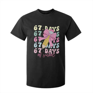 67 Days of School Coquette Bow T Shirt For Kid Funny Six Seven Meme 67th Day Teacher Student TS10 Black Print Your Wear