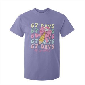 67 Days of School Coquette Bow T Shirt For Kid Funny Six Seven Meme 67th Day Teacher Student TS10 Violet Print Your Wear