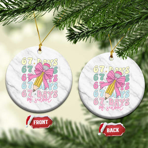 67 Days of School Coquette Bow Ceramic Ornament Funny Six Seven Meme 67th Day Teacher Student TS10 1pc White Marble Print Your Wear