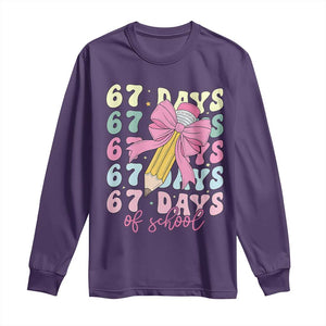 67 Days of School Coquette Bow Long Sleeve Shirt Funny Six Seven Meme 67th Day Teacher Student TS10 Purple Print Your Wear