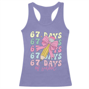 67 Days of School Coquette Bow Racerback Tank Top Funny Six Seven Meme 67th Day Teacher Student TS10 Violet Print Your Wear