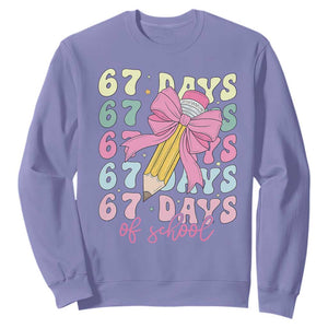 67 Days of School Coquette Bow Sweatshirt Funny Six Seven Meme 67th Day Teacher Student TS10 Violet Print Your Wear