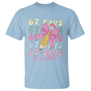 67 Days of School Coquette Bow T Shirt Funny Six Seven Meme 67th Day Teacher Student TS10 Light Blue Print Your Wear
