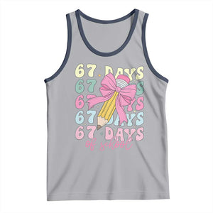 67 Days of School Coquette Bow Tank Top Funny Six Seven Meme 67th Day Teacher Student TS10 Athletic Heather Navy Print Your Wear