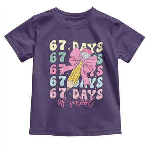 67 Days of School Coquette Bow Toddler T Shirt Funny Six Seven Meme 67th Day Teacher Student TS10 Purple Print Your Wear