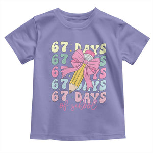 67 Days of School Coquette Bow Toddler T Shirt Funny Six Seven Meme 67th Day Teacher Student TS10 Violet Print Your Wear