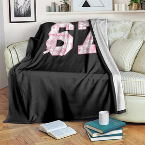 Six Seven Coquette Girl Throw Blanket Funny 67 Meme Gen Alpha Slang Pink Floral Bow Aesthetic TS10 Print Your Wear