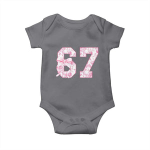 Six Seven Coquette Girl Baby Onesie Funny 67 Meme Gen Alpha Slang Pink Floral Bow Aesthetic TS10 Charcoal Print Your Wear