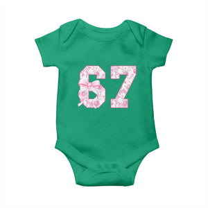 Six Seven Coquette Girl Baby Onesie Funny 67 Meme Gen Alpha Slang Pink Floral Bow Aesthetic TS10 Irish Green Print Your Wear