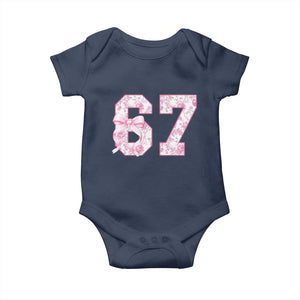 Six Seven Coquette Girl Baby Onesie Funny 67 Meme Gen Alpha Slang Pink Floral Bow Aesthetic TS10 Navy Print Your Wear