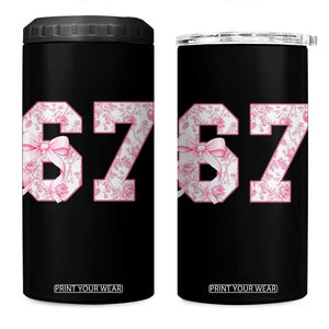 Six Seven Coquette Girl 4 in 1 Can Cooler Tumbler Funny 67 Meme Gen Alpha Slang Pink Floral Bow Aesthetic TS10 One Size: 16 oz Black Print Your Wear