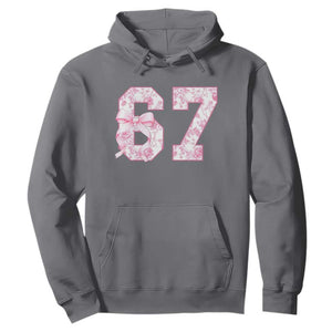 Six Seven Coquette Girl Hoodie Funny 67 Meme Gen Alpha Slang Pink Floral Bow Aesthetic TS10 Charcoal Print Your Wear