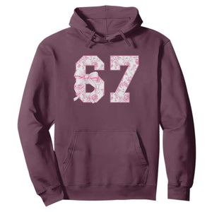 Six Seven Coquette Girl Hoodie Funny 67 Meme Gen Alpha Slang Pink Floral Bow Aesthetic TS10 Maroon Print Your Wear