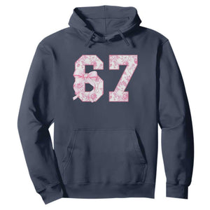 Six Seven Coquette Girl Hoodie Funny 67 Meme Gen Alpha Slang Pink Floral Bow Aesthetic TS10 Navy Print Your Wear