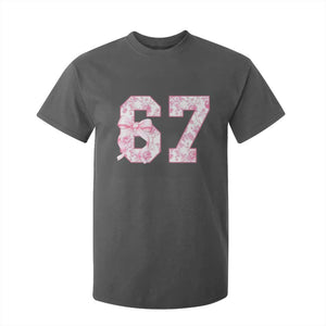 Six Seven Coquette Girl T Shirt For Kid Funny 67 Meme Gen Alpha Slang Pink Floral Bow Aesthetic TS10 Dark Heather Print Your Wear